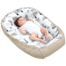 Medi Partners Baby Nest Pod for Newborn Babynest Sleep Bed - 100x60x15 Lounger Essentials 0-12 Months sleeping bilateral Cocoon 100% Cotton Waffle (Mi