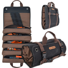 WELKINLAND Heavy-Duty Waxed Canvas Tool Roll - 15-Pocket Organizer Bag for Tools