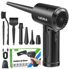 LUCKEA Electric Air Duster Compressed for PC - Rechargeable 6000mAH Blower with Brush Computer Keyboard Cleaning, Cleaner Electronics, Alternative to