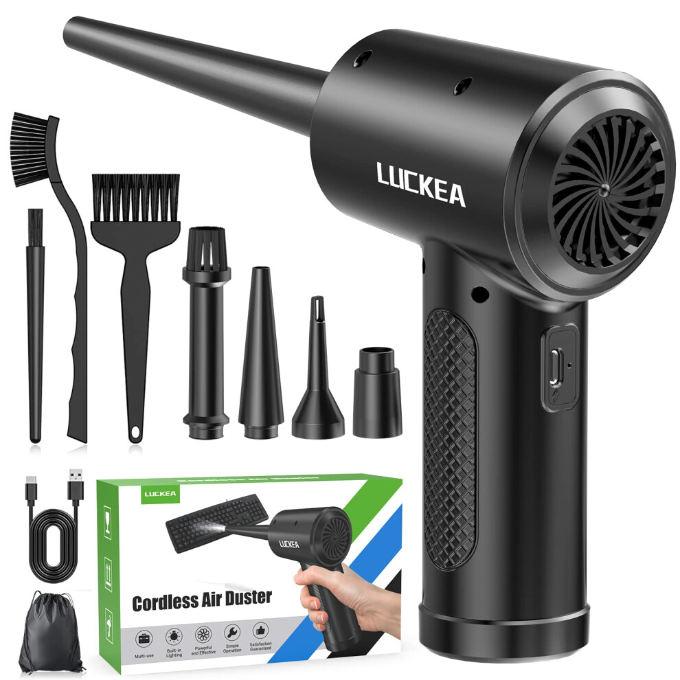 LUCKEA Electric Air Duster Compressed for PC - Rechargeable 6000mAH Blower with Brush Computer Keyboard Cleaning, Cleaner Electronics, Alternative to Canned (‎C4915-6) - Image 4