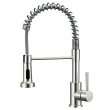 Peppermint Commercial Kitchen Tap with Pull Out Spray - Brushed Nickel Spring Kitchen Sink Mixer Tap - Professional Pull Down Sprayer Faucet with Towe