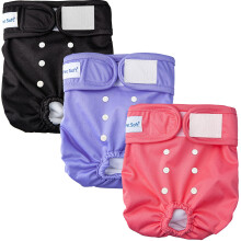 Pet Soft Dog Nappies Female, 3 Pack Dog Period Pants Large with Leak-proof Waistband, Super Absorbent Washable Dog Diapers for Female Dogs in Heat, Se