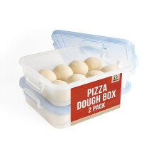 Chef Pomodoro Large Pizza Dough Proofing Box with 2 Trays and 2 Lids, 44 x 34 cm, Pizza Dough Container with Lid Fits 6-8 Dough Balls, Pizza Dough Tra