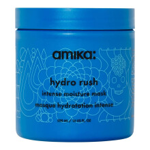 amika hydro rush intense moisture hair mask - hydrating hair care for dry + textured strands - deep conditioner enriched with hyaluronic acid + squala