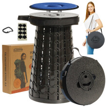 ALEVMOOM Upgraded XXL 50CM Collapsible Stool with Cushion, Telescopic Folding Stools for Adults Max Load 450KG, Retractable Portable Seat for Camping