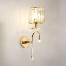 Sxtiger Modern Crystal Wall Light Sconce, E14 Rose Gold Crystal Wall Lamp, Hardwired Wall Lighting Fixtures for Living Room Bedside Bedroom Corridor D