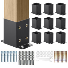 VEVOR 101.6x101.6mm Post Base 10 Pcs, Inner Size 91x91 Post Base Brackets, Heavy Duty Powder-Coated Post Anchor Matte Black Wood Post Brackets for Pav