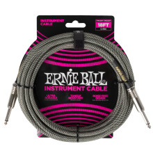 Ernie Ball Braided Instrument Cable Straight/Straight 18ft - Silver Fox