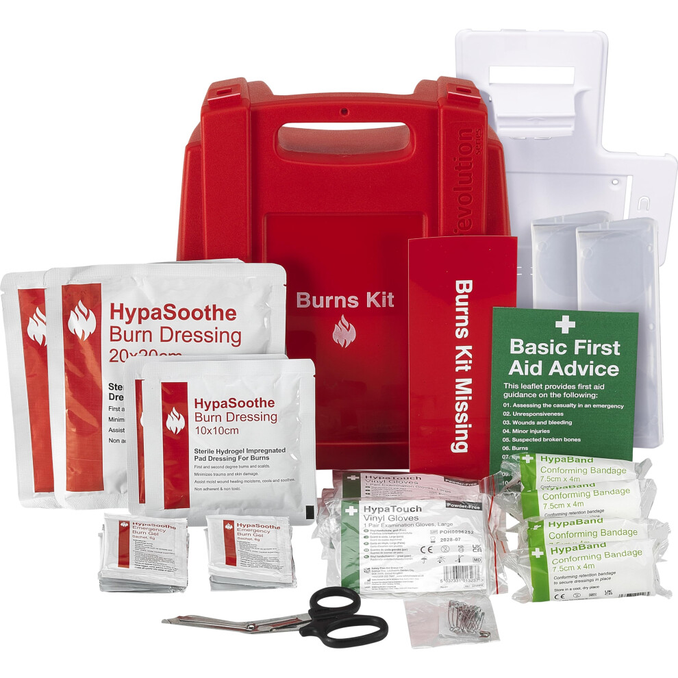 Safety First Aid Group Evolution Plus Hypasoothe Emergency Burns First Aid Kit, Large With Burns Gels And Dressings - For Home, Workplace, Workshop, C