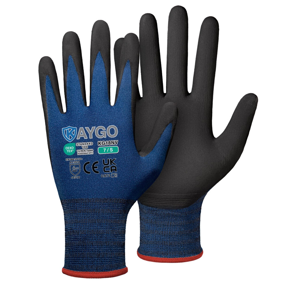 Kaygo Safety Work Gloves Microfoam Nitrile Coated 12 Pairs, Kg18n, Seamless Knit Nylon Glove With Abrasion And Oil Resistant Grip, Ideal For General P 6942421238652