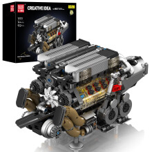 Mould King W16 Engine Building Blocks Set, Combustion Engine Model That Runs, Mini Engine Build Kit for Adults with Battery and Motor, STEM Toy for Ch