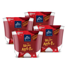 Glade Jar Candle, Scented Candle Infused with Essential Oils, Up to 30 Hour Burn Time, Warm Apple Pie, Pack of 4 (4 x 204g)