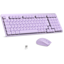 LeadsaiL FA98 Low-Profile Wireless Mechanical Keyboard and Mouse Set, 2.4G Wireless and Comfort Semi-quiet Typing, 98-Key Compact Slim 96% Keyboard fo
