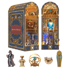 Tonecheer DIY Book Nook Kit with Dust Cover and LED Light, Spacetime Museum 3D Wooden Puzzle, Movable and Rotating Parts, Creative Bookshelf Decor, Un