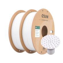 eSUN PET Filament 1.75mm, High Toughness, 1KG (2.2 LBS) per Spool, 2 Reels Printing Materials for 3D Printers,White+White