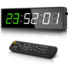 PELLOR Gym Clock, Gym Timer with Stopwatch Count Down/Up, Digital Wall Clock With Remote Control, Adjustable Brightness suitable for Home Garage And O