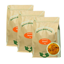 Natural Health 4 Life Pack of 3 Dried Mango Slices 1kg - Large 6-9cm Dried Mango Strips - No Sugar, Vegan & Gluten-Free - Produce of Burkina Faso.