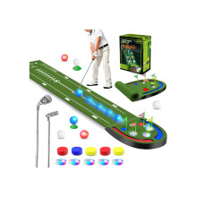 VATOS Golf Putting Mat Indoor for Kids - Golf Game Set with LED Balls, Glow Holes, Irons & Putters, Portable Putting Green Outdoor for Home Backyard P