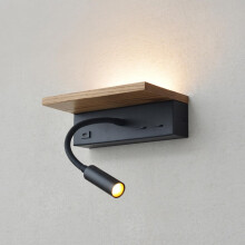 Wooden Wall Lamp for Bedroom,Black Nightstand Lamp with Type C Charging,3w Led Reading Light ,Modern 13w Wall Sconce with Switch for Indoor Hallway,B