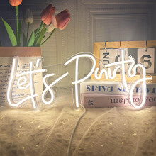 Let's Party Neon Sign, LED Neon Light Signs for Wall Decor, Art Decoration Letter Neon Light Sign for Bedroom Decor,Birthday Party,Wedding,Valentines
