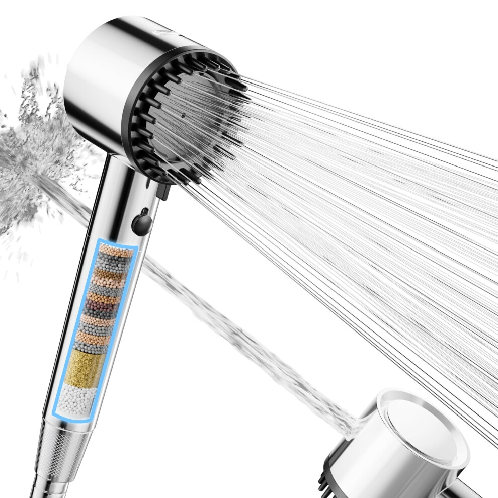 Cobbe Filter Shower Head And Hose, High Pressure Hard Water Shower Head With 20 Stage Filter, 5 Spray Mode Powerful Built-In Power Wash For Remove Chl 6977474160681