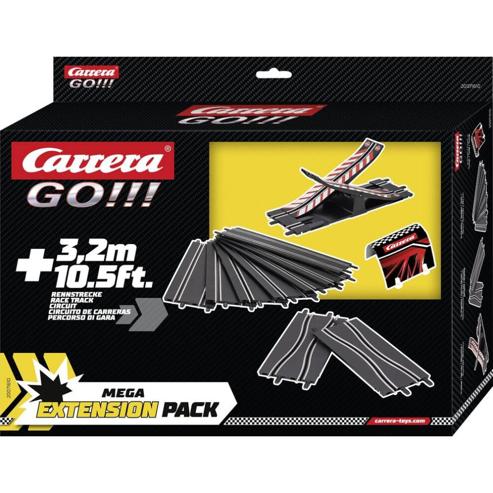 Carrera Go!!! Track Extension Pack Mega 3.2 Metres Additional Track With 7 Straights, 2 Narrow Sections, 1 See Saw Section & 1 Tunnel, Compatible With