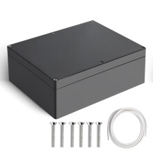 Project Box Therlan IP65 Waterproof Electronics Box DIY ABS Junction Box Universal Plastic Project Enclosure For Indoor Outdoor (Black, 263 * 182 * 95