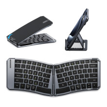 MoKo Ergonomic Foldable Keyboard, Split Portable Folding Bluetooth Keyboard for Business Travel, Ultra Slim Rechargeable Wireless Keyboards for iOS/An