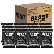 Beast Pharm | Biltong Beef Protein Snacks 12 Pack, 24g Protein per 40g Bag, Meat Keto Snacks Food | Original Flavour
