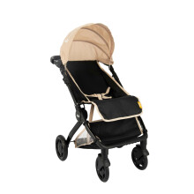 Joie Junior Pact Dolls Pram | Stone & Black Childrens Toy Pram, Compact Fold-Over Design with Carry Handle dolls Pushchair, Adjustable Handle Height,
