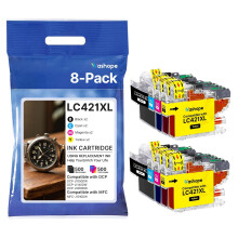LC421XL Ink Cartridges Replacement for Brother LC 421 VAL Ink Cartridges Compatible with Brother DCP-J1050DW DCP-J1140DW MFC-J1010DW (Pack of 8, 2 Bla
