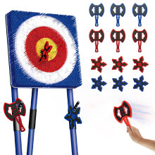 Axe Throwing Game for Backyard - 6 Throwing Axe & 6 Throwing Stars, Foldable Stand,Outdoor/Indoor for Kids & Adults &Families Yard Carnival Games, Blu