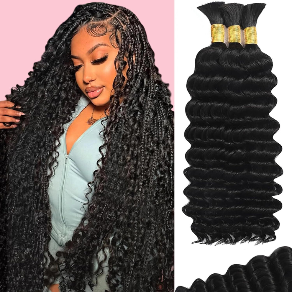 Seimainurs Unisex Human Braiding Hair For Boho Braids Human 120G 14 Inch Curly Wavy Boho Brazilian Virgin Hair For Braiding Knotless 12A Water Wave No Weft Bulk Bohemia