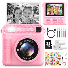 LUVTOY Kids Camera Instant Print, 2.4'' Digital Camera for Kids, 1080P Kid Cameras with 32GB Card & 3 Rolls Print Paper, Birthday Christmas Kids Toys
