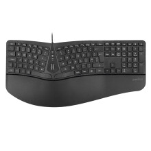 perixx PERIBOARD-305, Ergonomic Split Keyboard with Scroll Wheel - Adjustable Wrist Rest - Wired USB Full-Size Keyboard with 12 Multimedia Keys - UK L