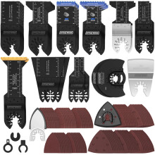 EffektWerk - 116 pcs Multitool Saw Blades and Sanding Kit - Oscillating Tool Attachments for Cutting Wood, Plastic, Metal - Bosch/Dremel Adapters, Scr