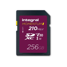 Integral Momentum I 256GB SDXC V30 U3 Card - Up to 210MB/s Read, 180MB/s Write - For DSLR, Mirrorless & Camcorders - 4K UHD Video & Burst Mode Ready -