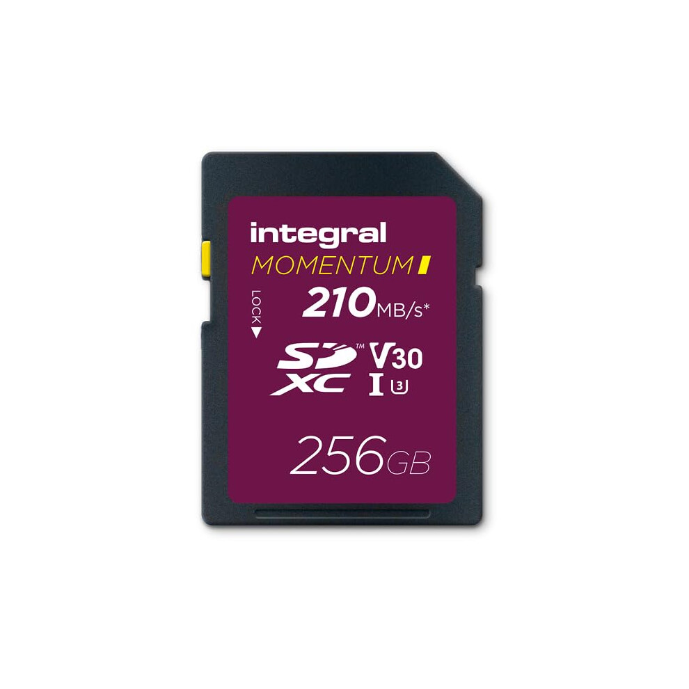 Integral Momentum I 256Gb Sdxc V30 U3 Card - Up To 210Mb/S Read, 180Mb/S Write - For Dslr, Mirrorless & Camcorders - 4K Uhd Video & Burst Mode Ready - 5055288452374