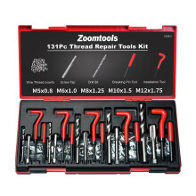 Zoomtools 131pcs Thread Repair Kit HSS Drill Thread Insert Repair Tool Metric M5 M6 M8 M10 M12