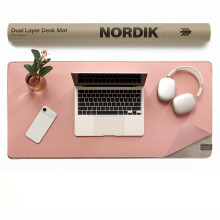 Nordik Felt and Leather Desk Mat - Desert Blush Pink - 89 X 43cm - Felt and Vegan Leather Desk Blotter with Document Hideaway - Large Computer Mats fo