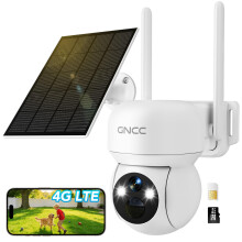 GNCC 4G LTE Solar Security Camera Outdoor with SIM Card, 2K No WiFi CCTV Camera Systems, Colour Night Vision, Smart Detection, Spotlight Warning, IP65