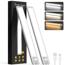 Bilonly Under Cabinet Kitchen Lights Rechargeable 2200mAh, Motion Sensor LED Cupboard Lights, 3 Colour Temperatures & 5 Brightness Levels, Magnetic Wi