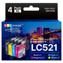 GPC Image LC521XL LC521 XL Ink Cartridges Replacement for Brother LC521 LC-521XL LC521VAL Ink Multipack Compatible for DCP-J1260W DCP-J1313DW DCP-J136