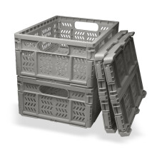 KINGSUSLAY 4 Pack Plastic Storage Crates, 20L Home&Office Storage Box, Foldable Storage Basket Bins for Foods,Fruits, Vegetables, Snacks, Toys, Christ