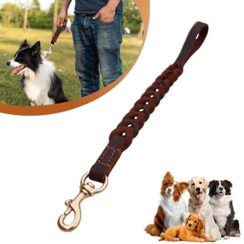 1.8x50cm Leather Pet Leash Short Pull Rope Dog Chain(Coffee) 1