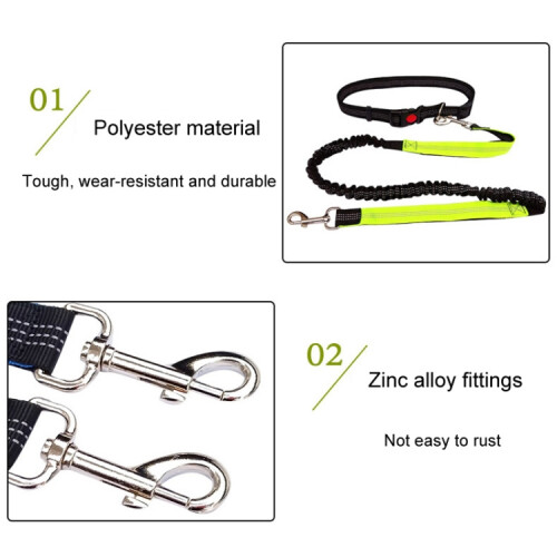 Pet Running Exercise Towing Leash Multifunctional Dog Walking Leashes(Black+Fluorescent Green) 2