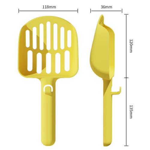 Long-handled, hook-on, large-hole cat litter scoop (yellow) 1