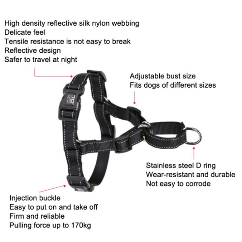 Glow Castle Pet Reflective Nylon Prevent Running Wild Chest Strap, Size: S(Black) 2