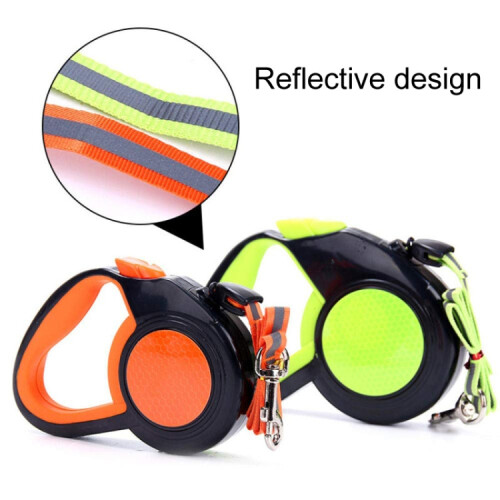 8-meter automatic retractable pet leash, reflective nighttime dog walking leash (orange) 2