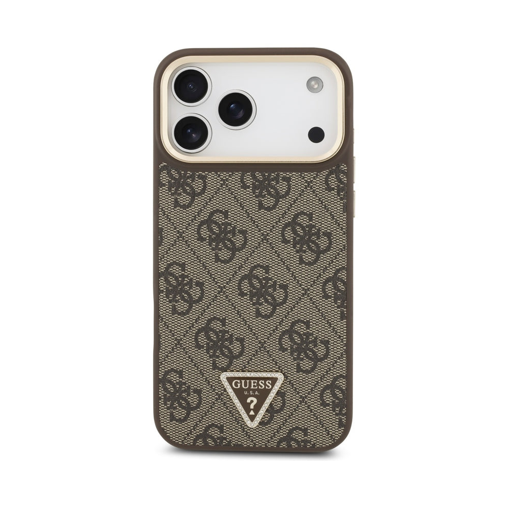 Guess 4G Triangle Logo Case With Magsafe For Iphone 17 Pro 6.3" Brown Gold - Guhmp17lp4gtdgmw